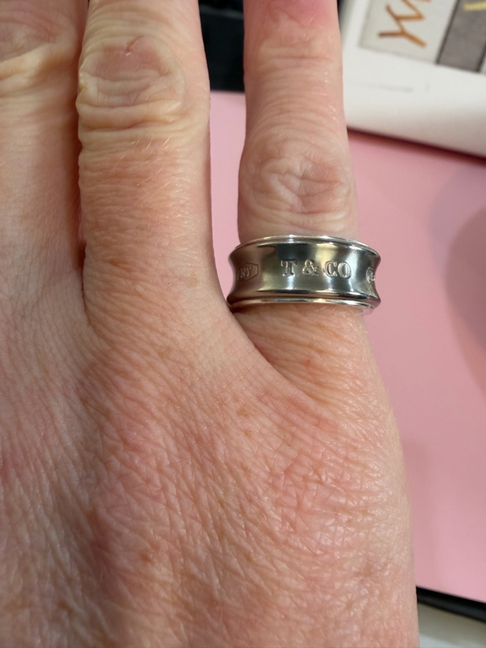 💍Tiffany & Co. 1837 Concave Vintage Sterling Silver 925 & Titanium Ring Sz 4.5 🎀 - Picture 7 of 15